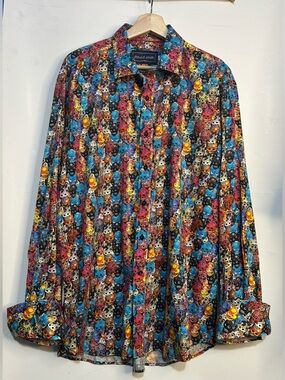 David Smith Australia Multi-Color Sugar Skull Long Sleeve Signature Shirt XXL